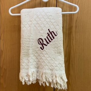 Things Remembered cream colored throw-personalized